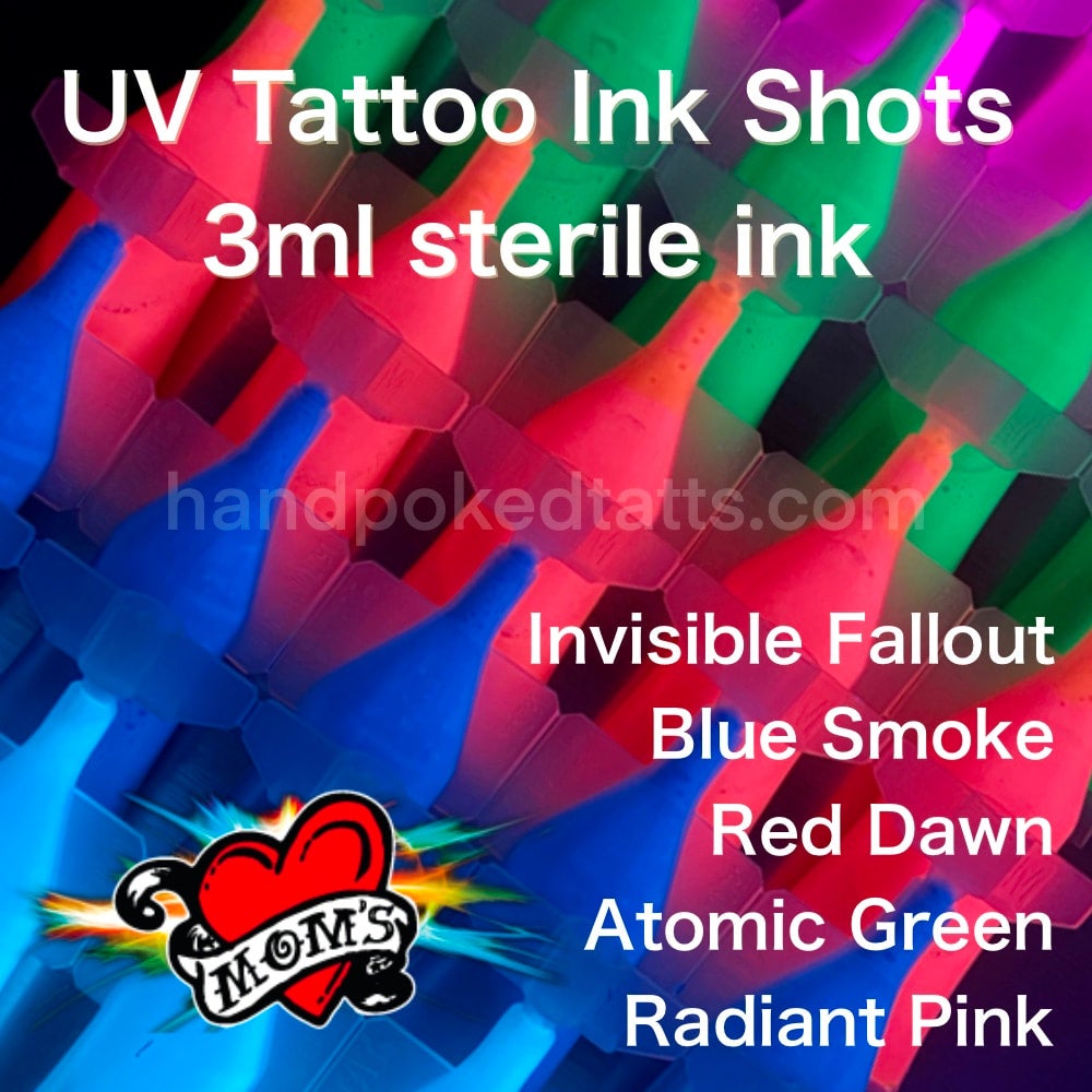 Mom's Millennium Ink Nuclear UV Tattoo Ink Shots | Invisible Fallout |  Radiant Pink | HandpokedTatts.com Australia | Handpoked Tattoo Supplies